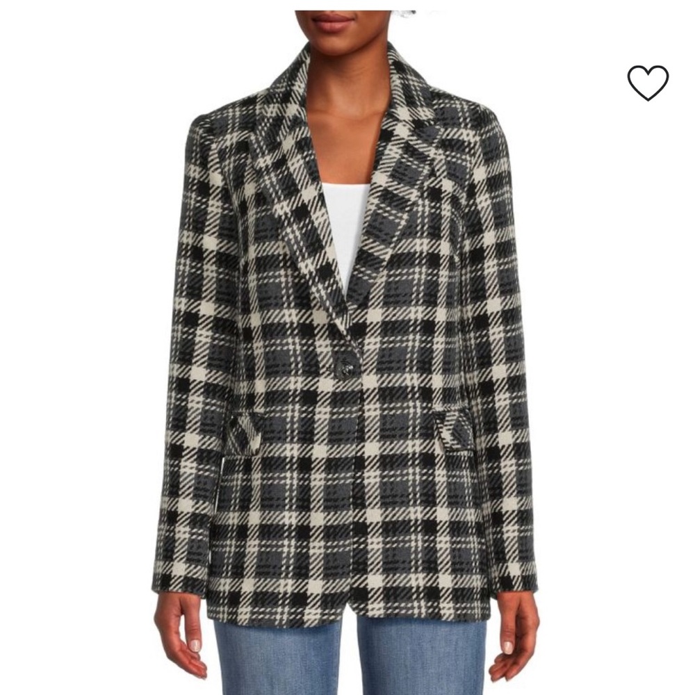 Plaid Women's Tweed Wo Jacket - Black and White Elie Tahari Medium